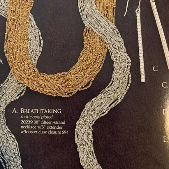 Premier Designs #20239 Matte Gold BREATHTAKING 15-Strand Necklace , 30" long NIB - Picture 5 of 10